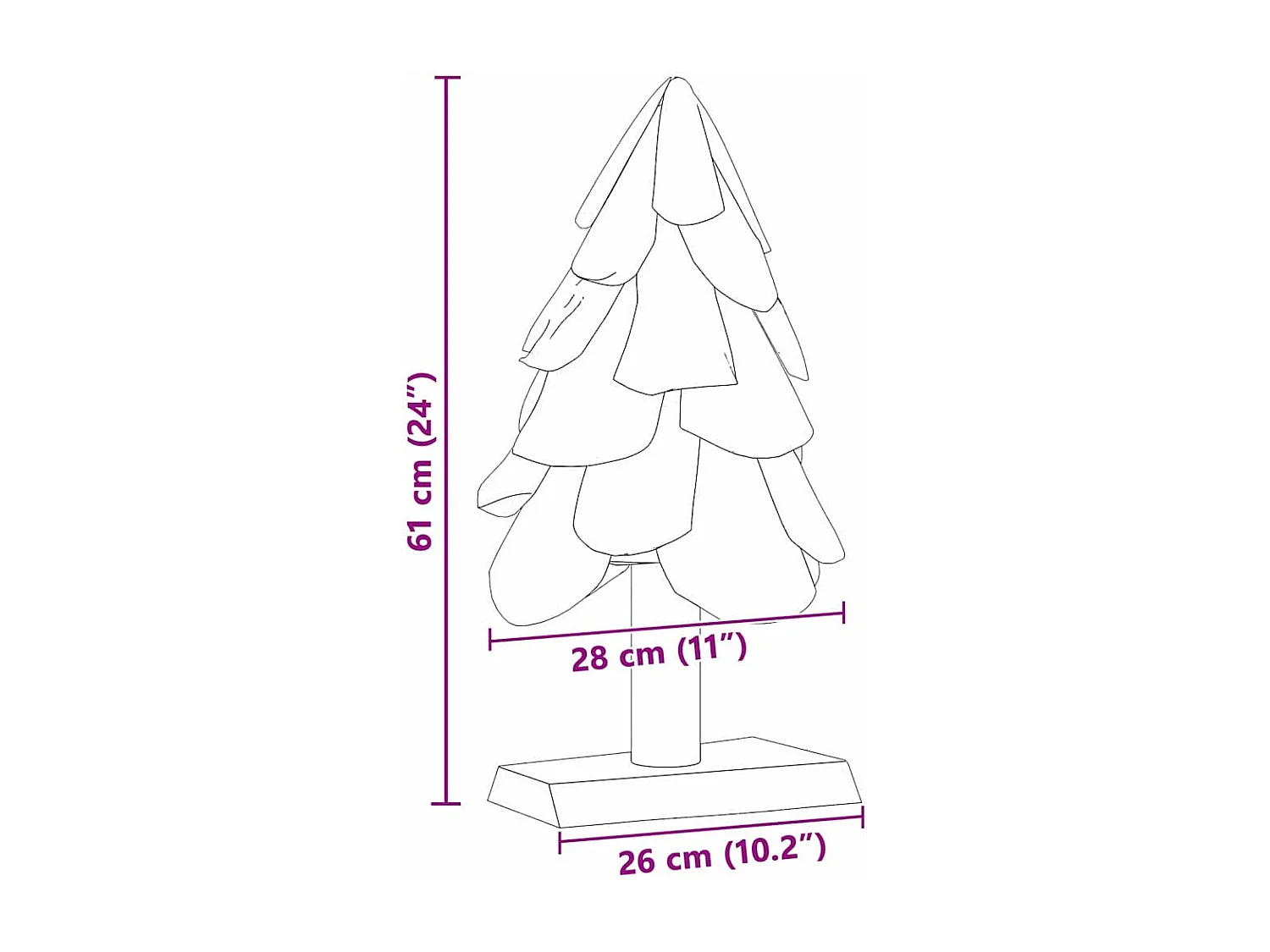 Sapin de Noël avec support Marron 60 cm Bois de teck solide