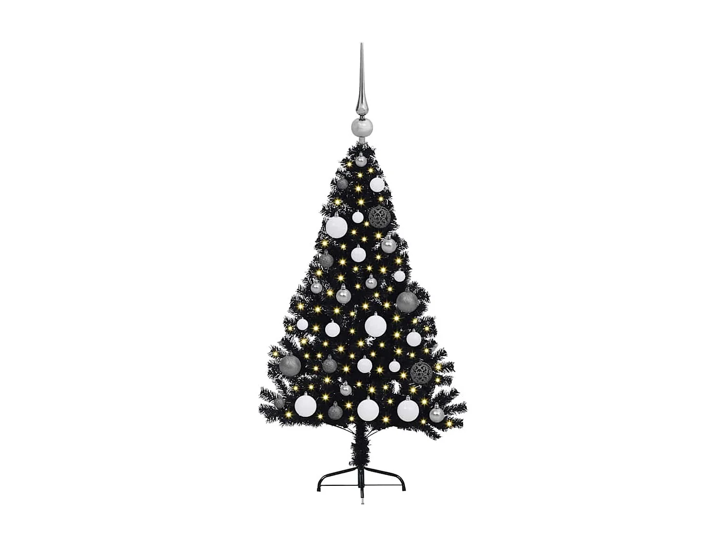 Sapin de Noël artificiel pré-éclairé Noir 120 cm PVC