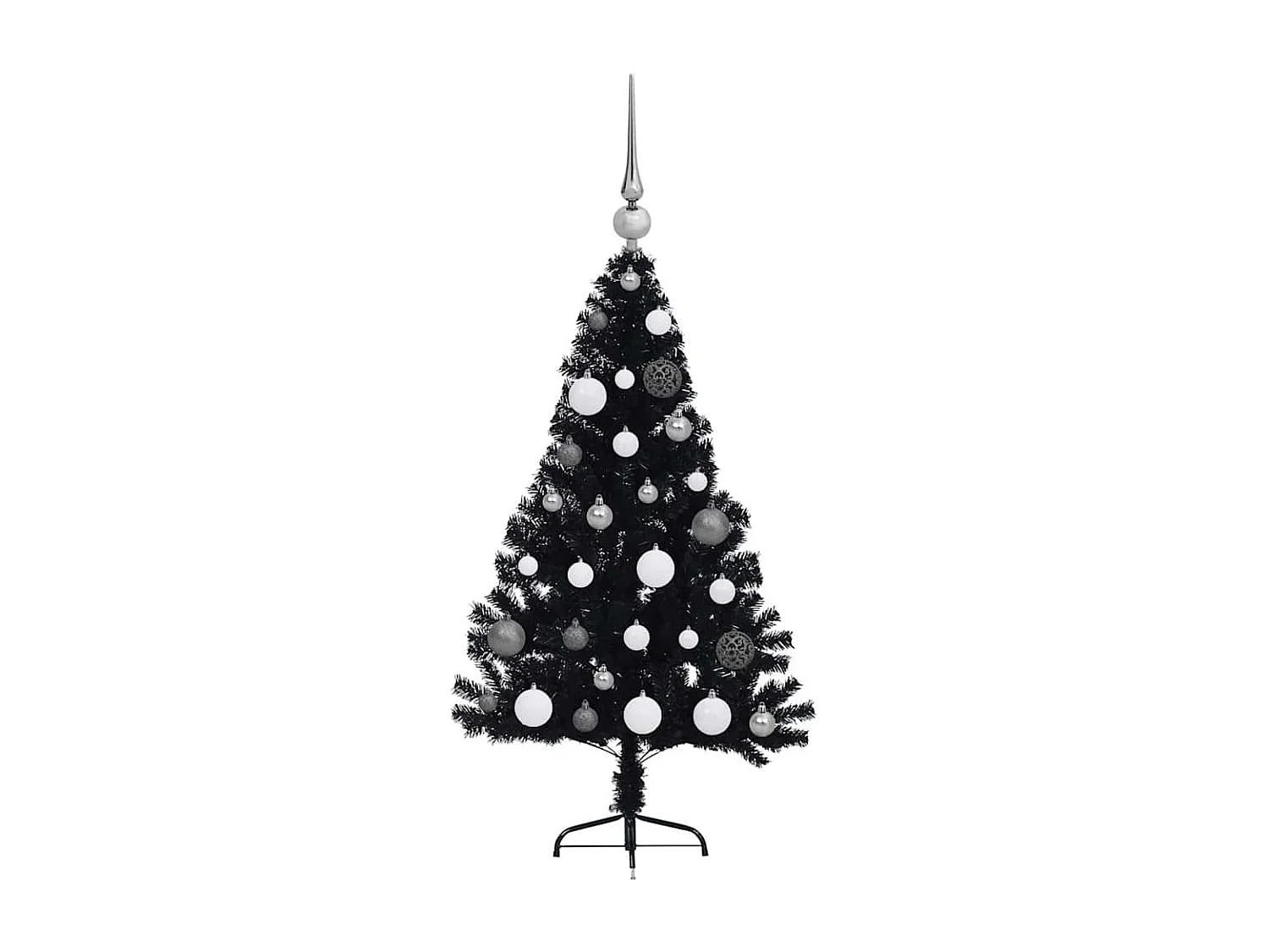 Sapin de Noël artificiel pré-éclairé Noir 120 cm PVC
