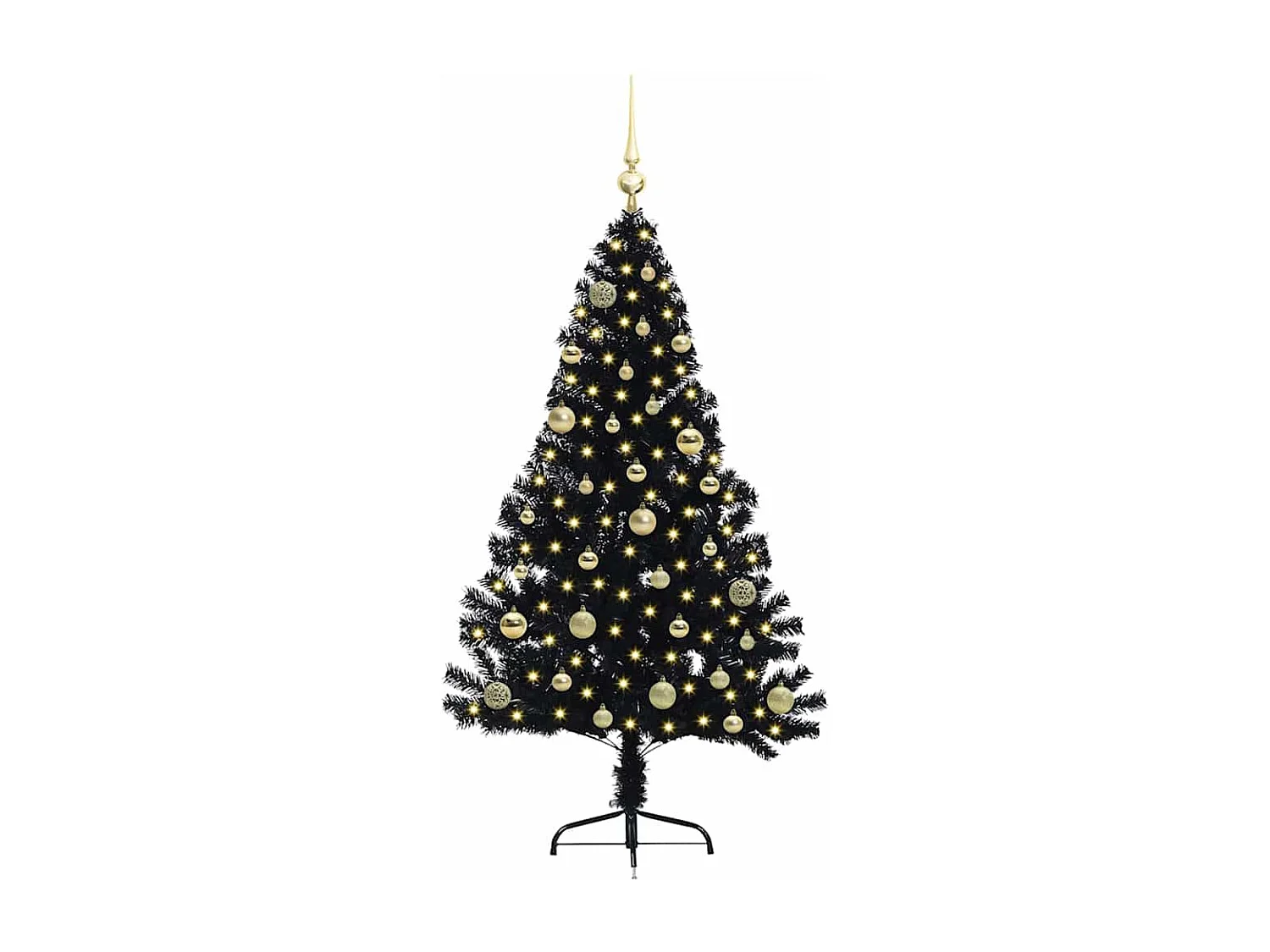 Sapin de Noël artificiel pré-éclairé Noir 150 cm PVC