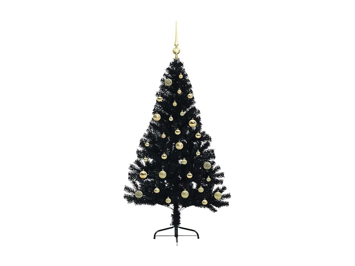 Sapin de Noël artificiel pré-éclairé Noir 150 cm PVC