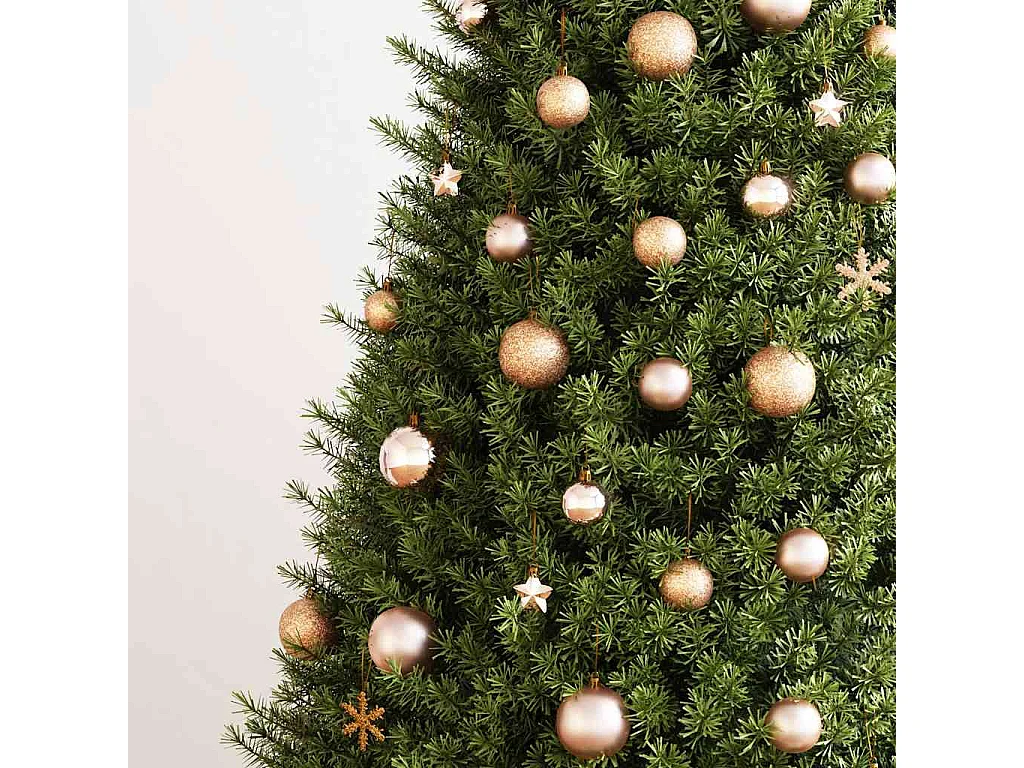 Ensemble de boules de Noël 111 pièces doré rose polystyrène