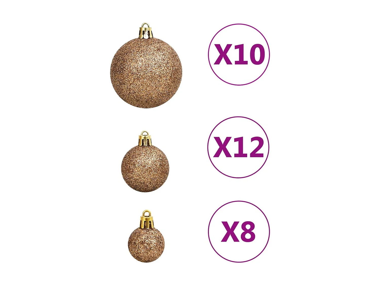 111-delige kerstballenset van roségoudkleurig polystyreen