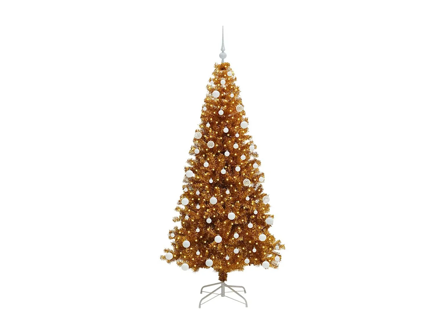 Sapin de Noël avec 300 LED avec support Doré 180 cm PET