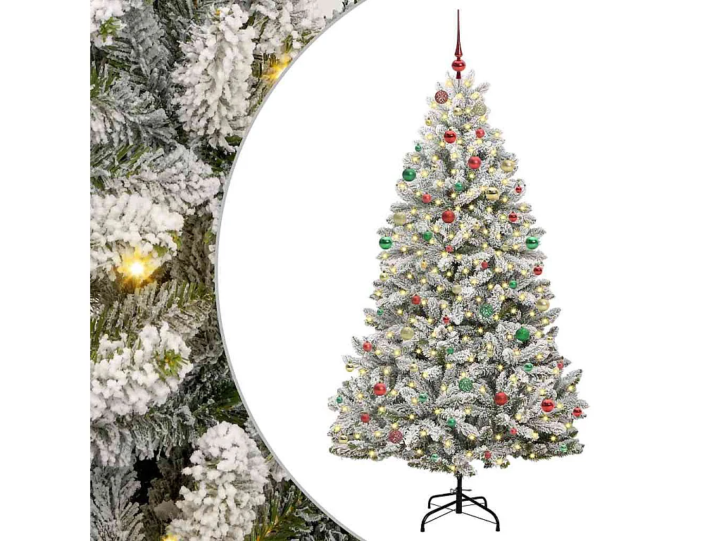Sapin de Noël artificiel Vert et blanc 210 cm PVC et métal