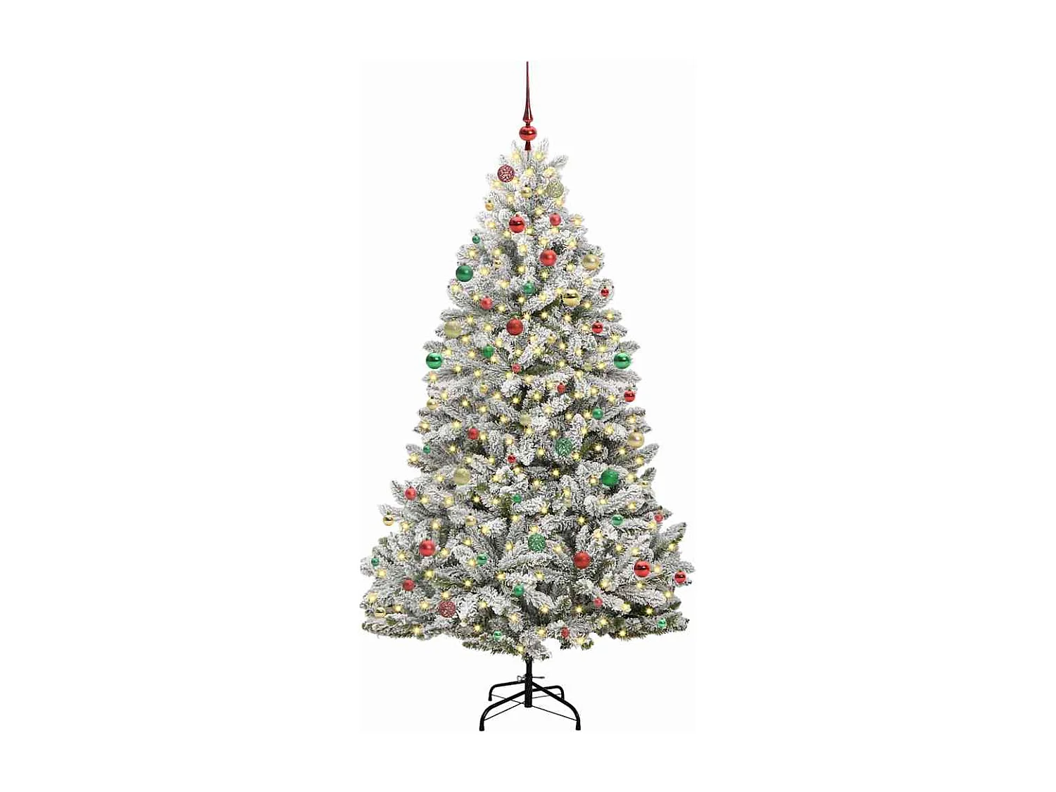 Sapin de Noël artificiel Vert et blanc 210 cm PVC et métal