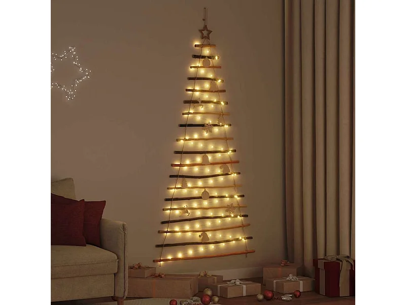 Sapin de Noël avec 100 LED Naturel 180 cm frêne massif