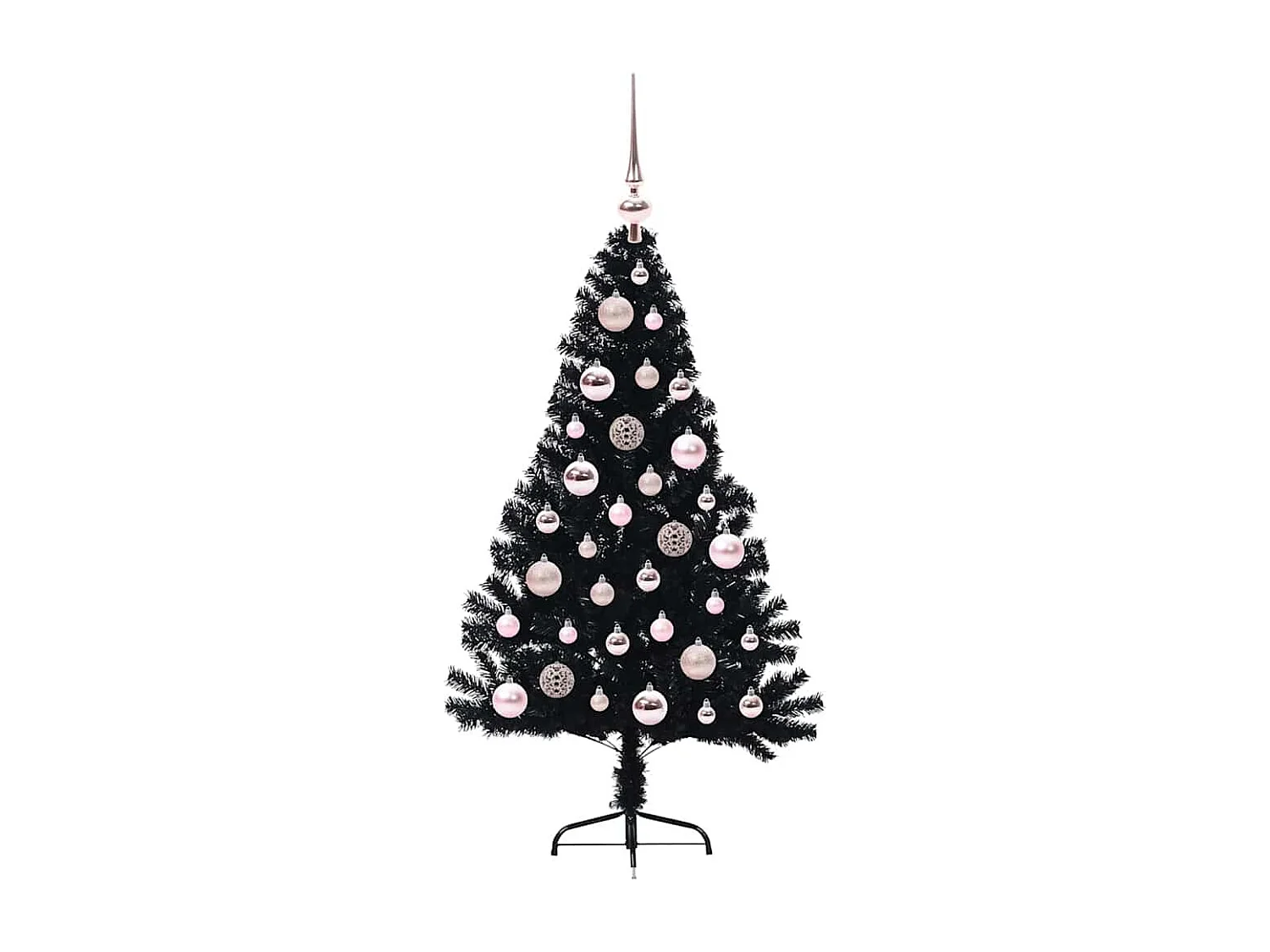 Voorverlichte kunstkerstboom zwart 120cm PVC