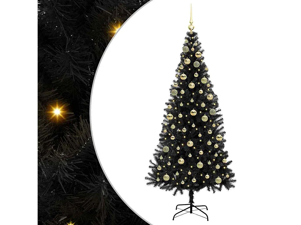 Sapin de Noël avec 300 LED avec support Noir 180 cm PVC