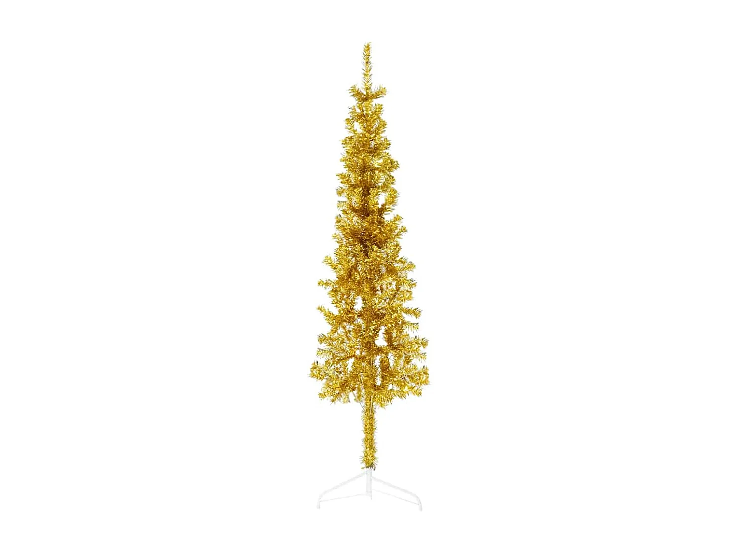 Albero di Natale artificiale mezzo sottile con supporto oro 150 cm