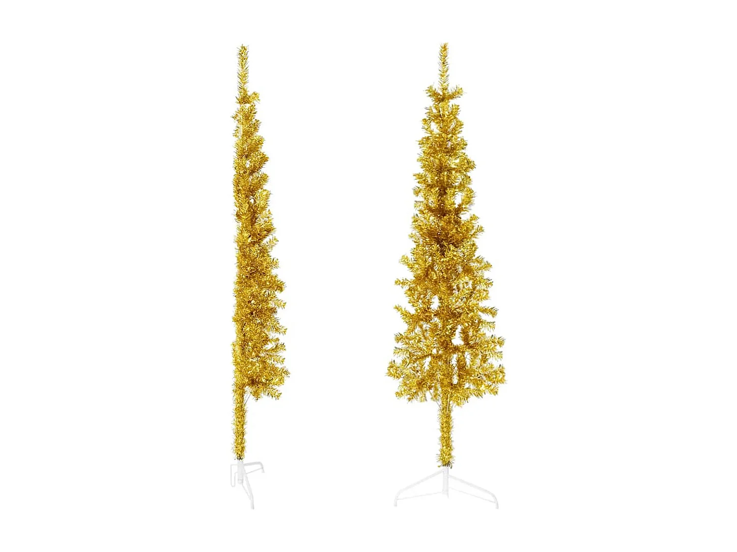 Albero di Natale artificiale mezzo sottile con supporto oro 150 cm