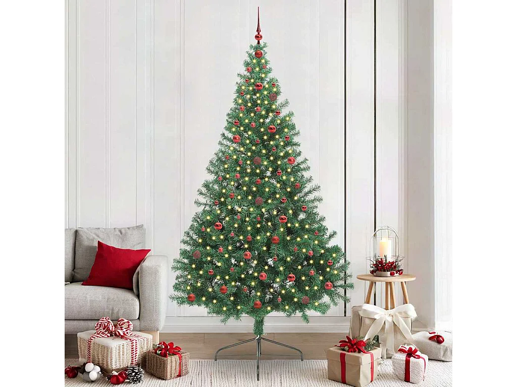 Voorverlichte kunstkerstboom groen 240cm PVC