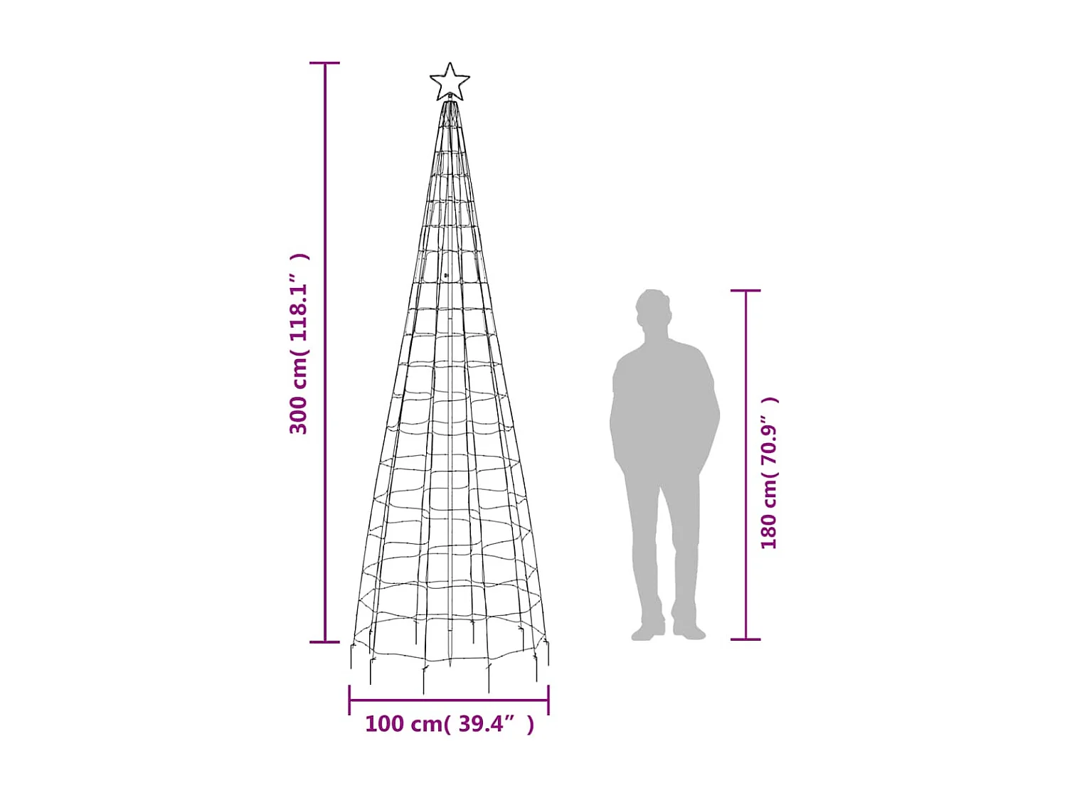 LED-kerstboom met palen 570 warmwitte LED's 300 cm