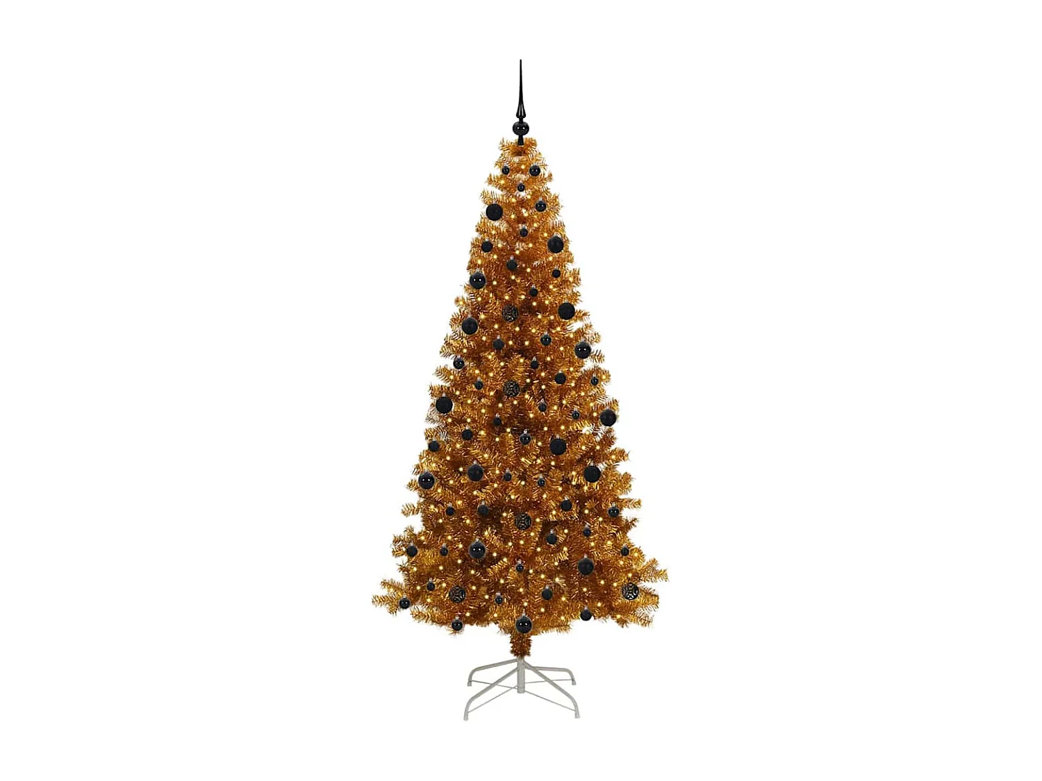 Sapin de Noël avec 300 LED avec support Doré 210 cm PET