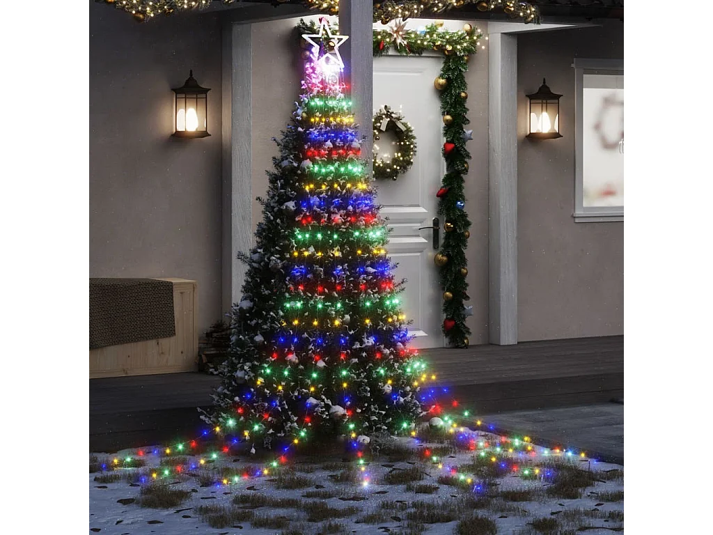 Kerstboom guirlande 320 gekleurde LED's 375 cm