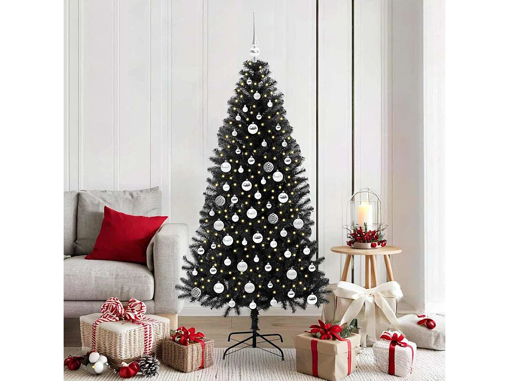 Albero di Natale con 300 LED con supporto Nero 180 cm PVC