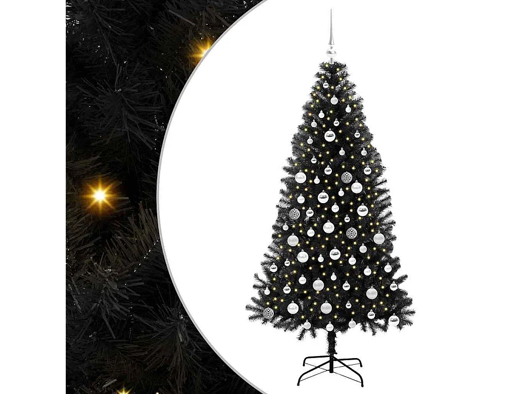 Albero di Natale con 300 LED con supporto Nero 180 cm PVC