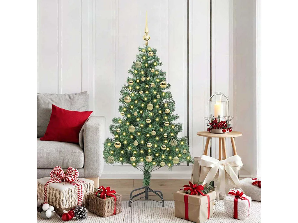 Sapin de Noël avec 150 LED avec support Vert 150 cm PVC