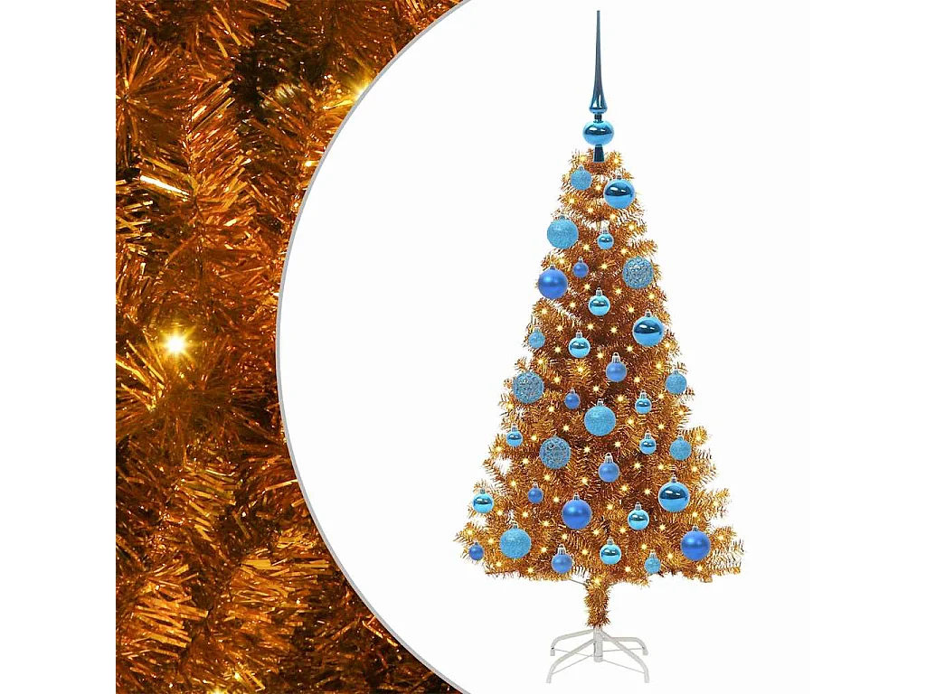 Kerstboom met 150 LED's met standaard Goud 120 cm PET