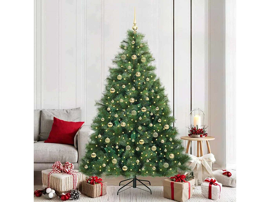 Sapin de Noël artificiel avec 300 LED Vert 210 cm PE et PVC