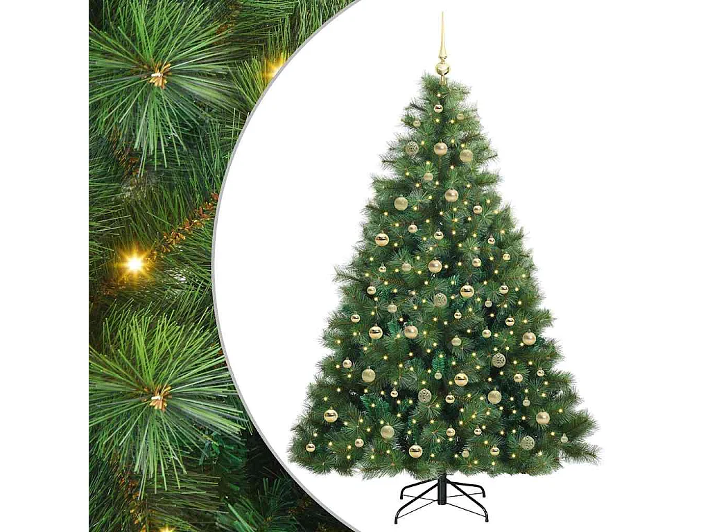 Sapin de Noël artificiel avec 300 LED Vert 210 cm PE et PVC