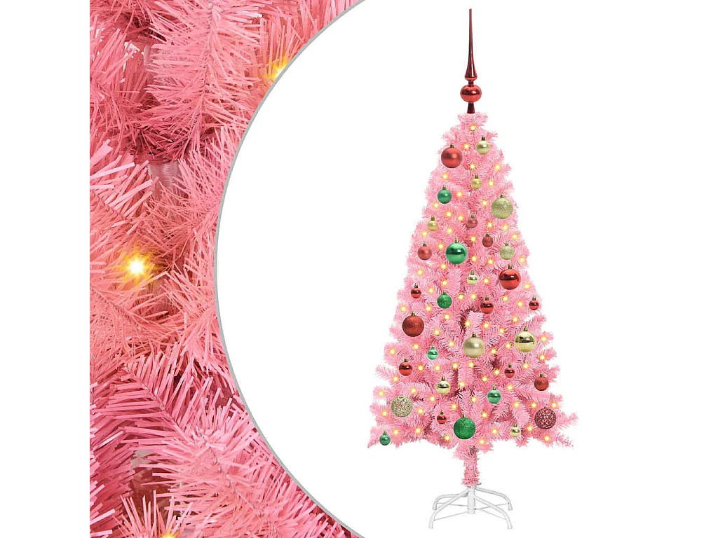 Weihnachtsbaum mit 150 LEDs mit Ständer Pink 120 cm PVC