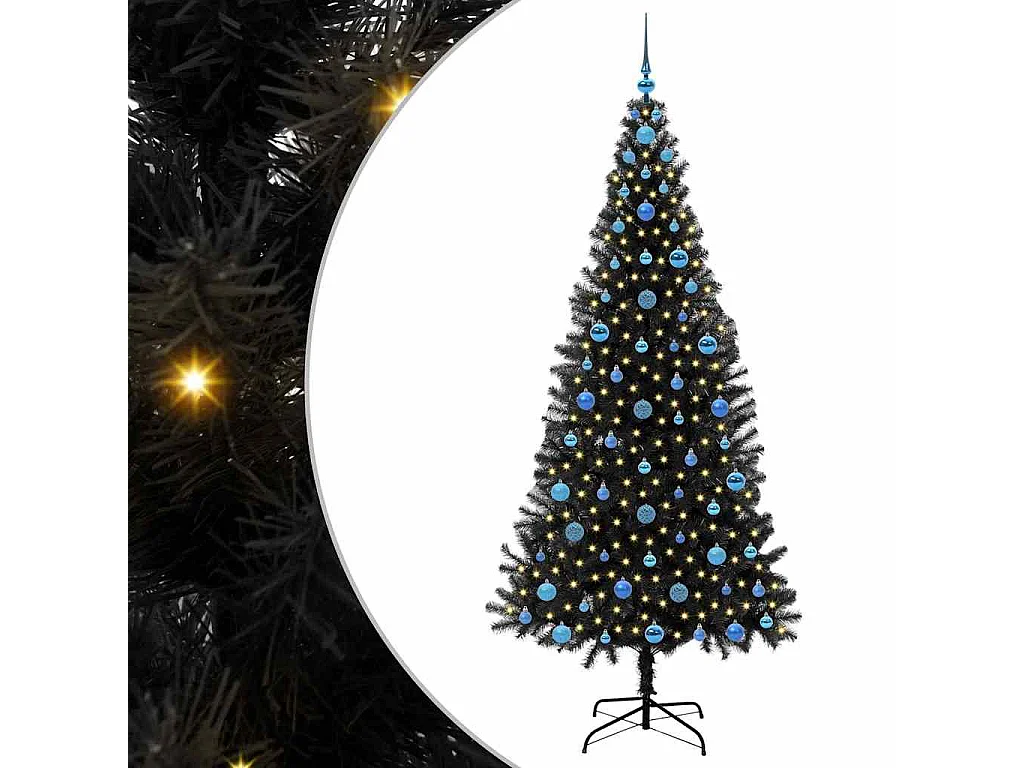 Albero di Natale con 300 LED con supporto Nero 210 cm PVC