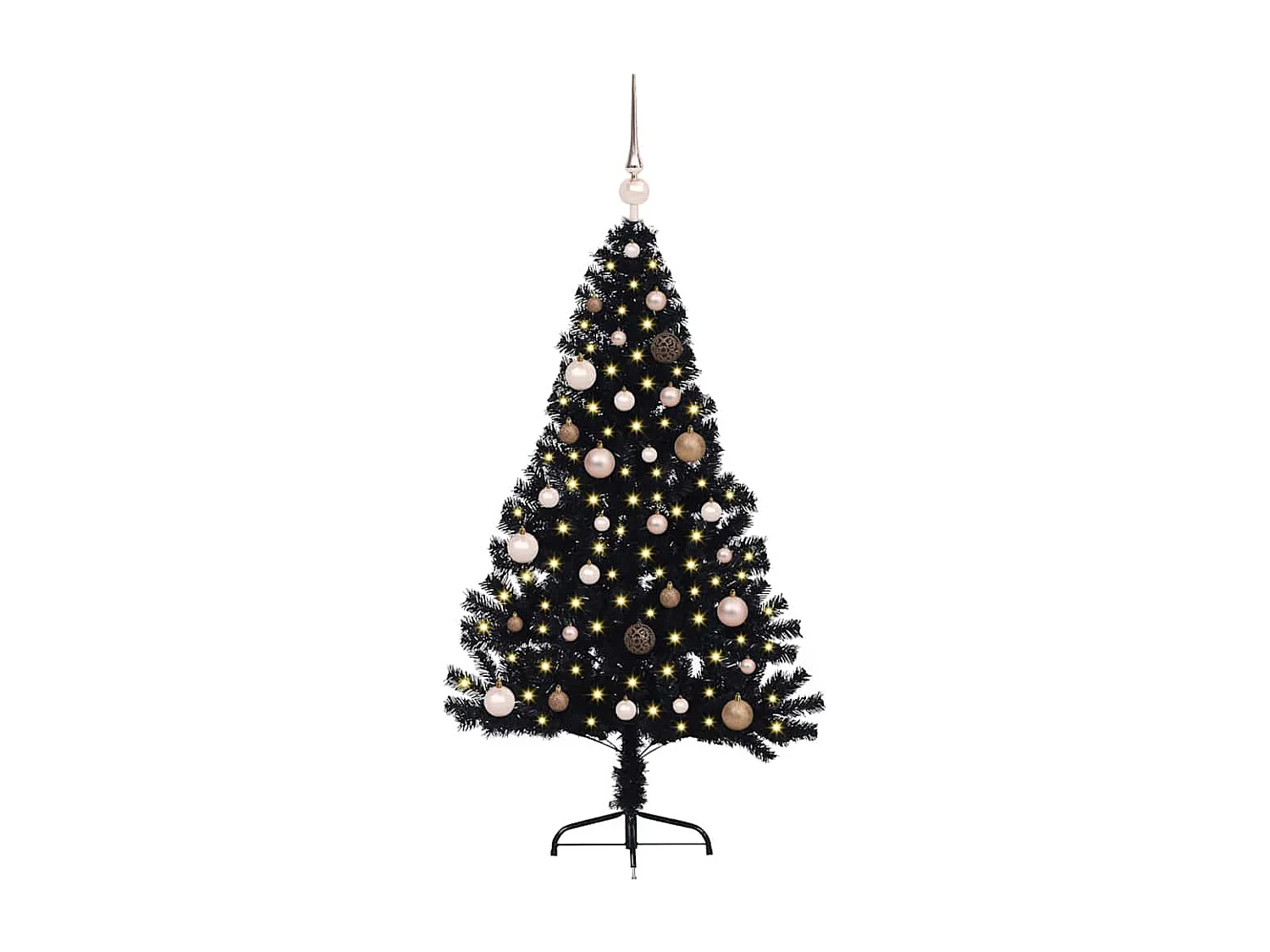 Sapin de Noël artificiel pré-éclairé Noir 150 cm PVC
