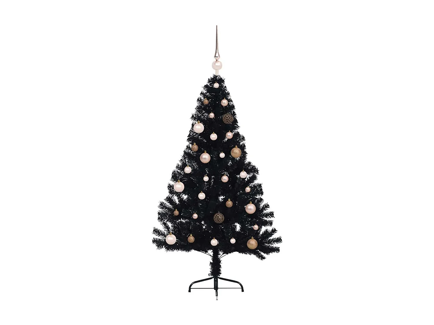 Sapin de Noël artificiel pré-éclairé Noir 150 cm PVC