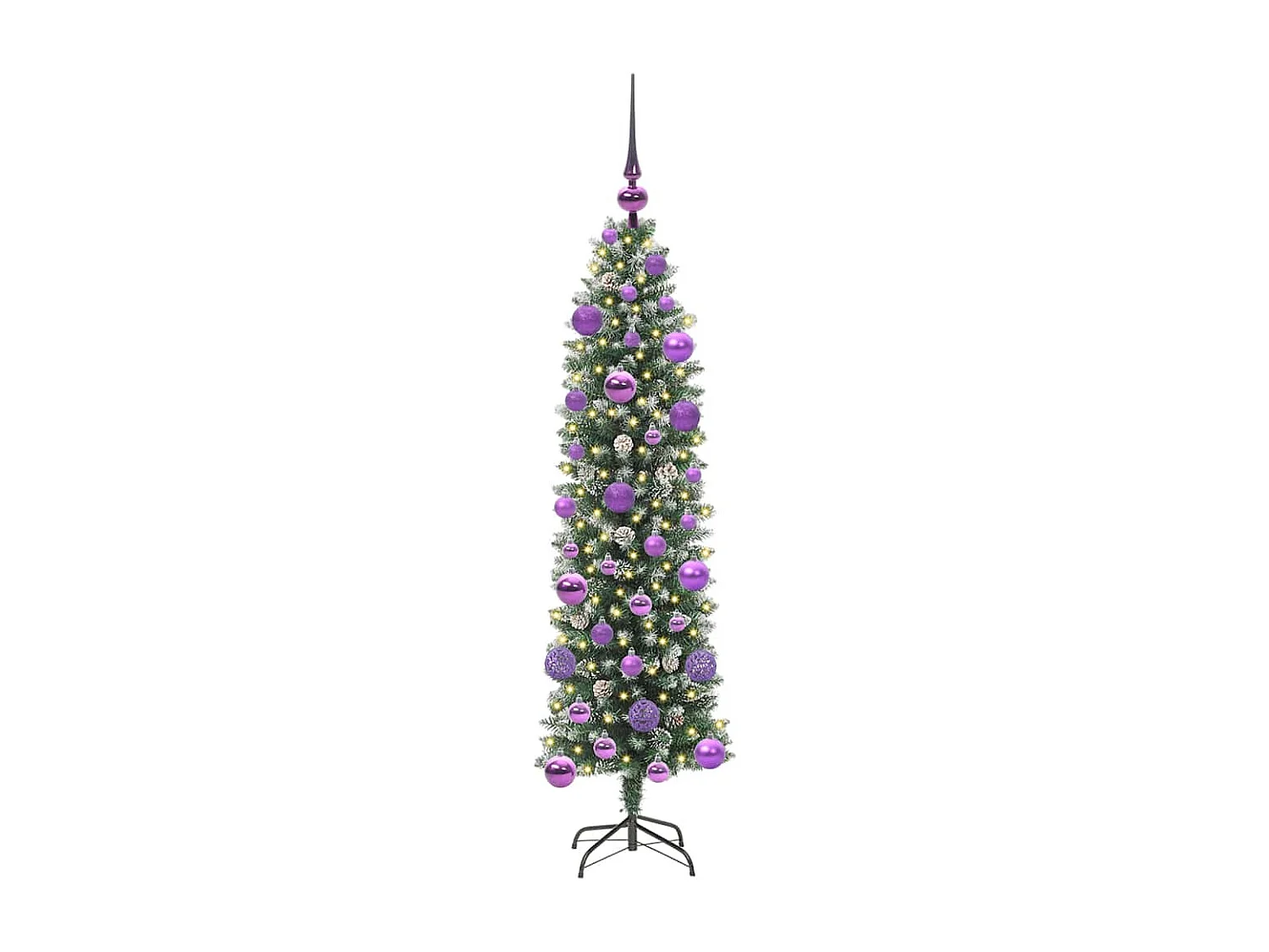 Slanke kunstkerstboom met 150 LED's Groen en wit 120 cm