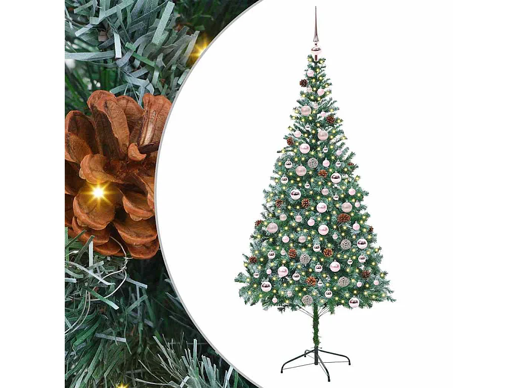 Künstlicher Weihnachtsbaum mit 300 LEDs Grün 210 cm PVC und Stahl