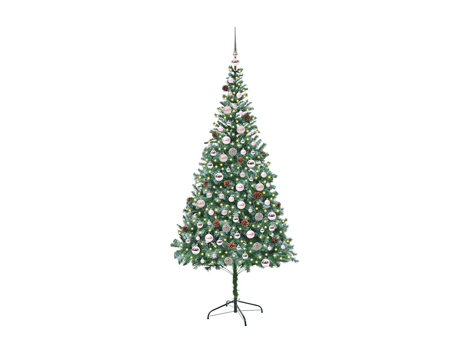 Künstlicher Weihnachtsbaum mit 300 LEDs Grün 210 cm PVC und Stahl