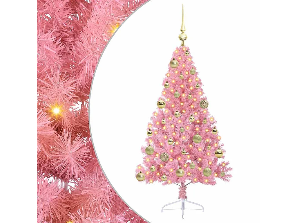 Sapin de Noël artificiel pré-éclairé Rose 120 cm PVC
