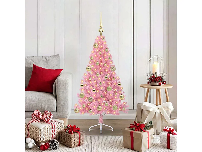 Sapin de Noël artificiel pré-éclairé Rose 120 cm PVC