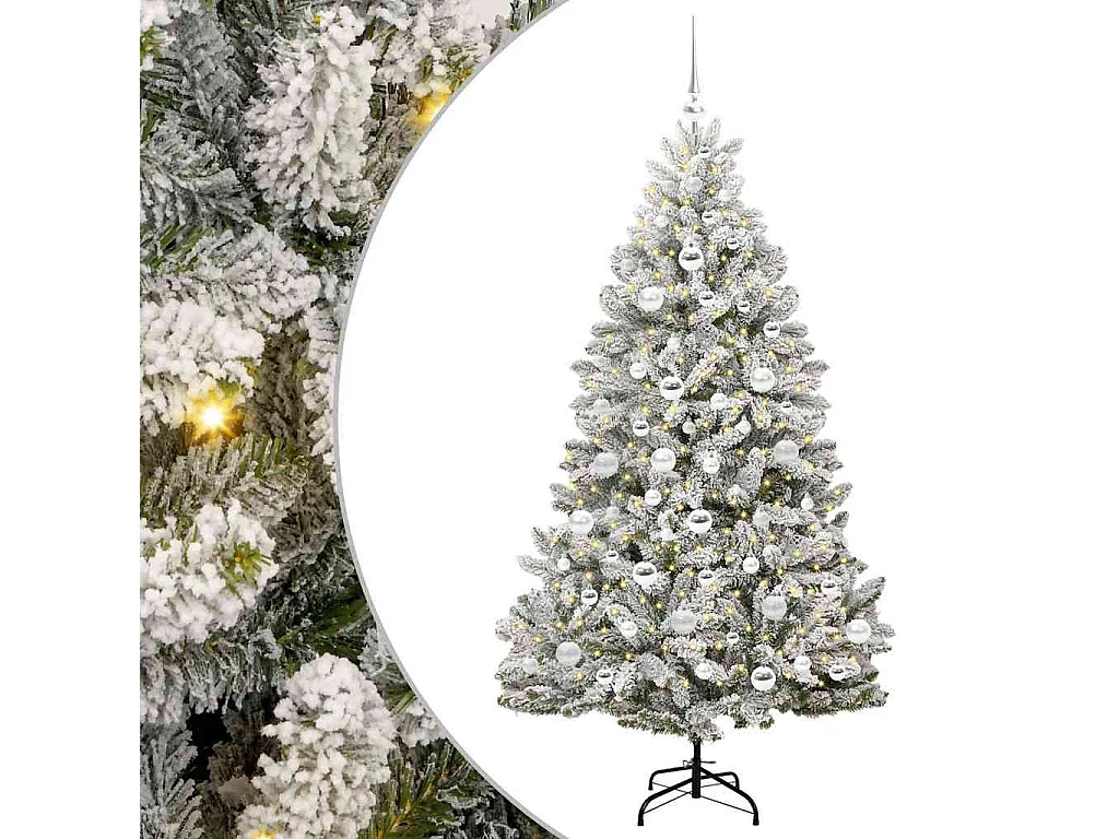 Sapin de Noël artificiel Vert et blanc 180 cm PVC et métal