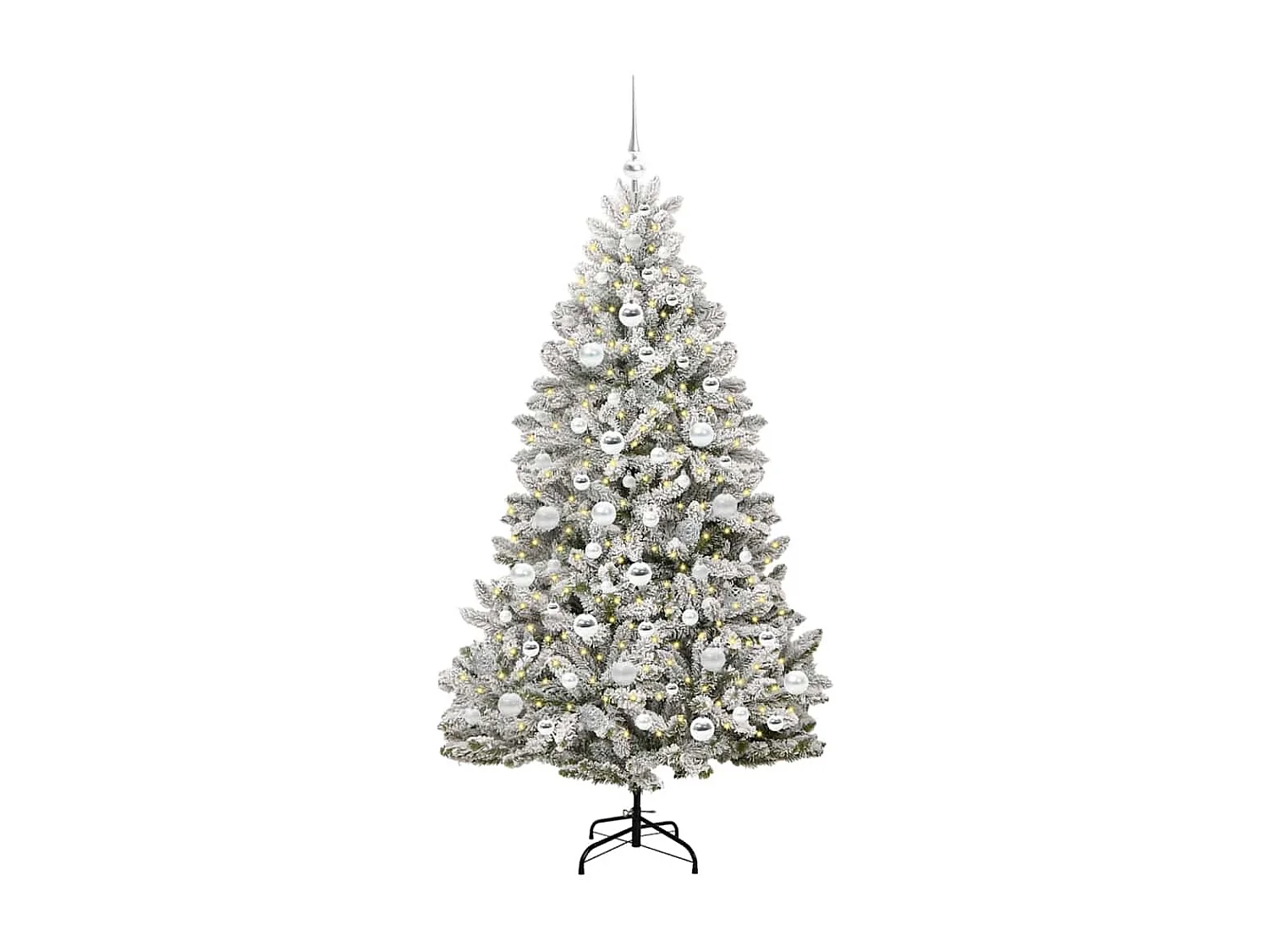 Sapin de Noël artificiel Vert et blanc 180 cm PVC et métal