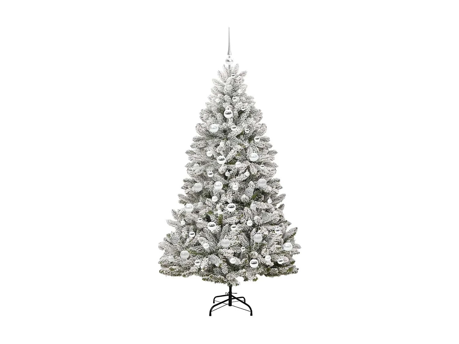 Sapin de Noël artificiel Vert et blanc 180 cm PVC et métal