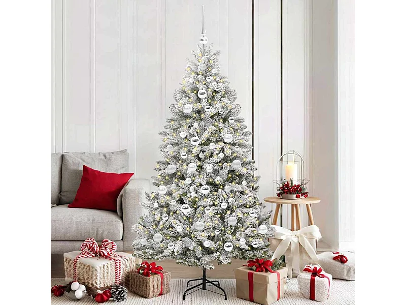 Sapin de Noël artificiel Vert et blanc 180 cm PVC et métal