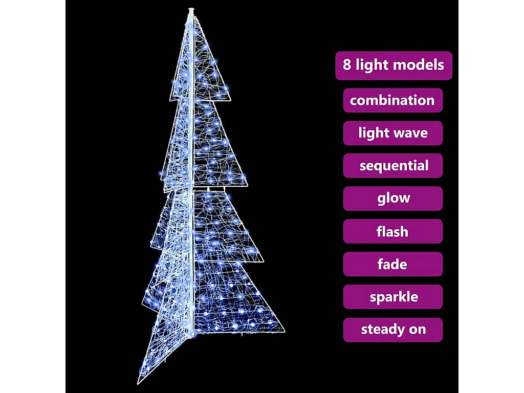 Sapin de Noël avec 240 LED Blanc Froid 180 cm Acrylique