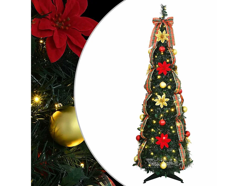 Albero di Natale artificiale con 100 LED Verde 150 cm PVC
