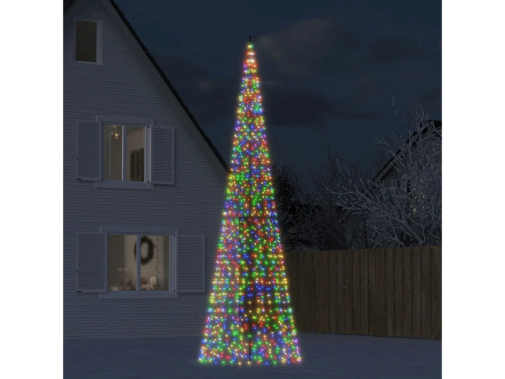 Sapin de Noël à LED sur mât de drapeau 1534 LED coloré 500 cm