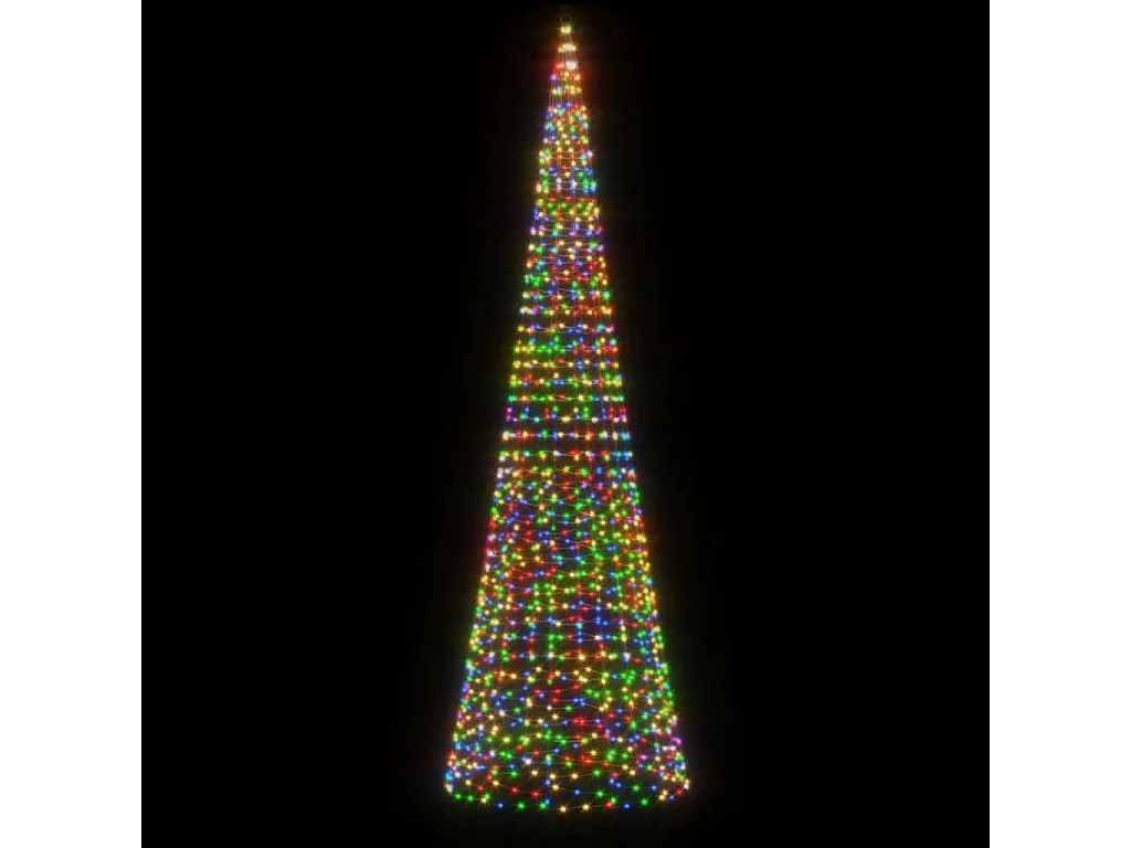 Sapin de Noël à LED sur mât de drapeau 1534 LED coloré 500 cm