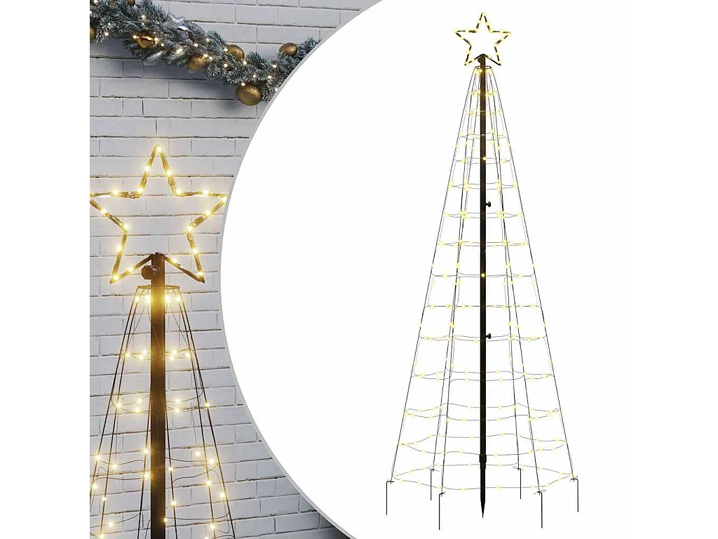 Albero di Natale a LED con pali 220 LED bianco caldo 180 cm