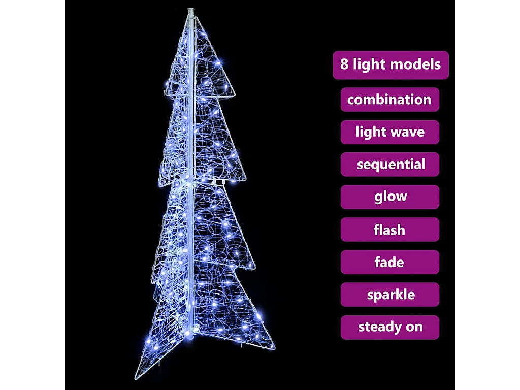 Sapin de Noël avec 100 LED Blanc Froid 120 cm Acrylique