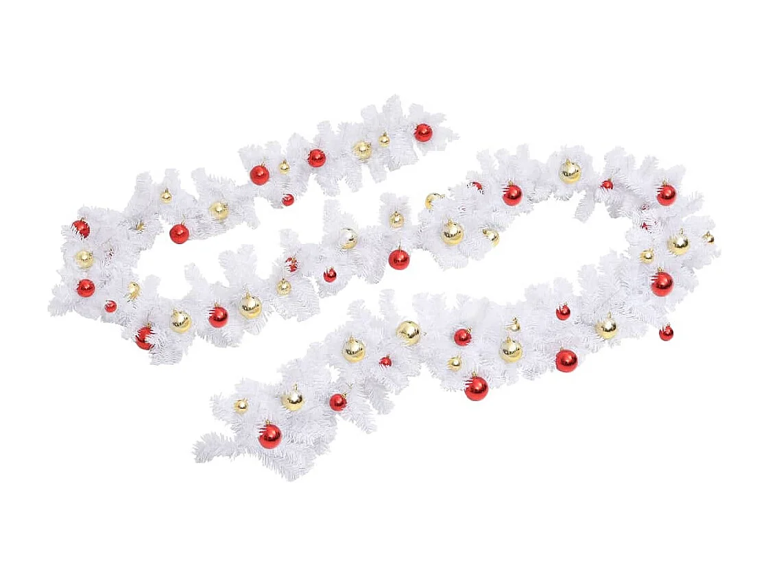 Kerstkrans versierd met ballen Wit 10 m