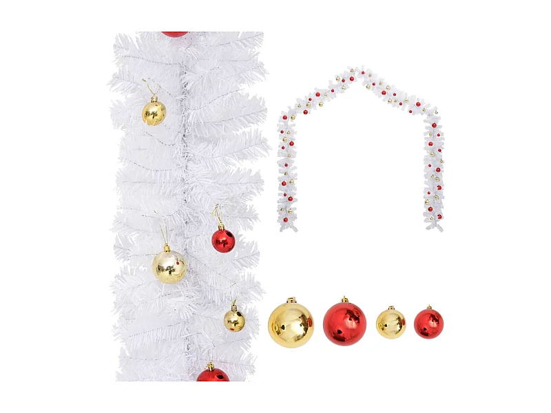 Guirlande de Noël décorée avec boules Blanc 10 m