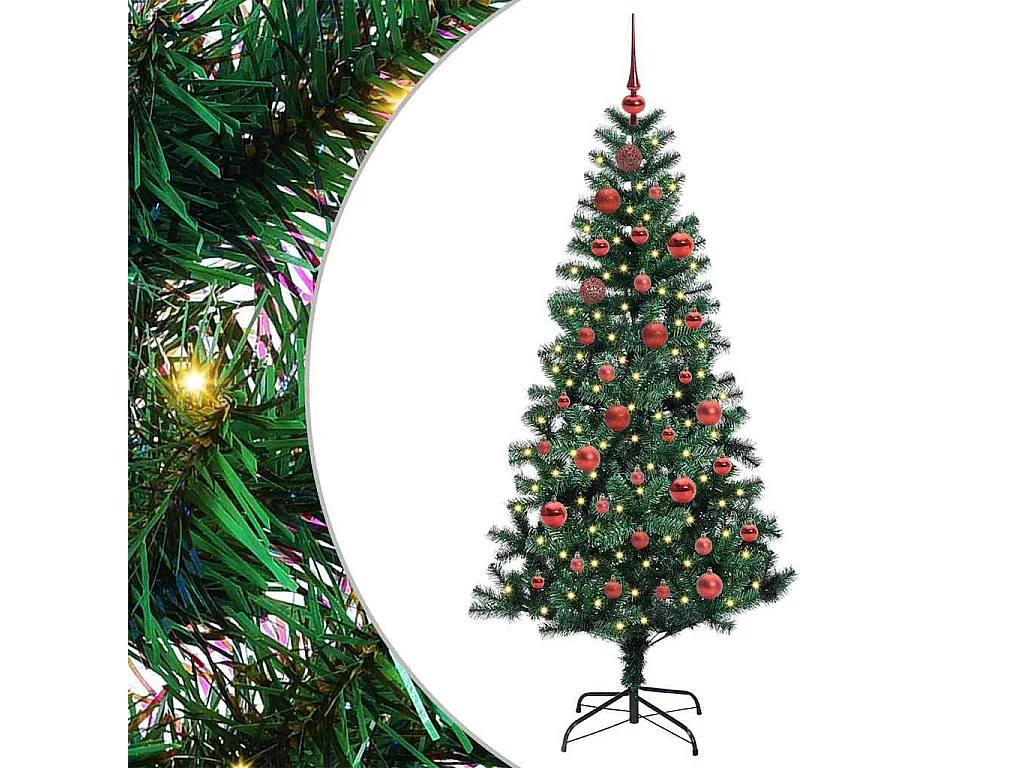 Albero di Natale artificiale preilluminato verde 150 cm PVC e metallo