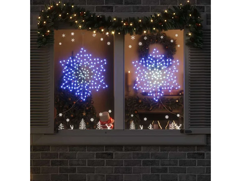 Flocon de Noël avec 156 LED Bleu 55.5 x 55.5 x 0.75cm PVC