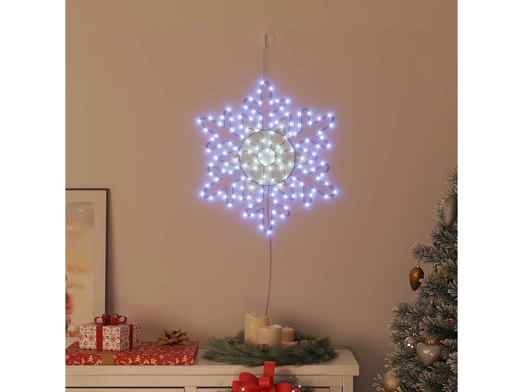 Flocon de Noël avec 156 LED Bleu 55.5 x 55.5 x 0.75cm PVC