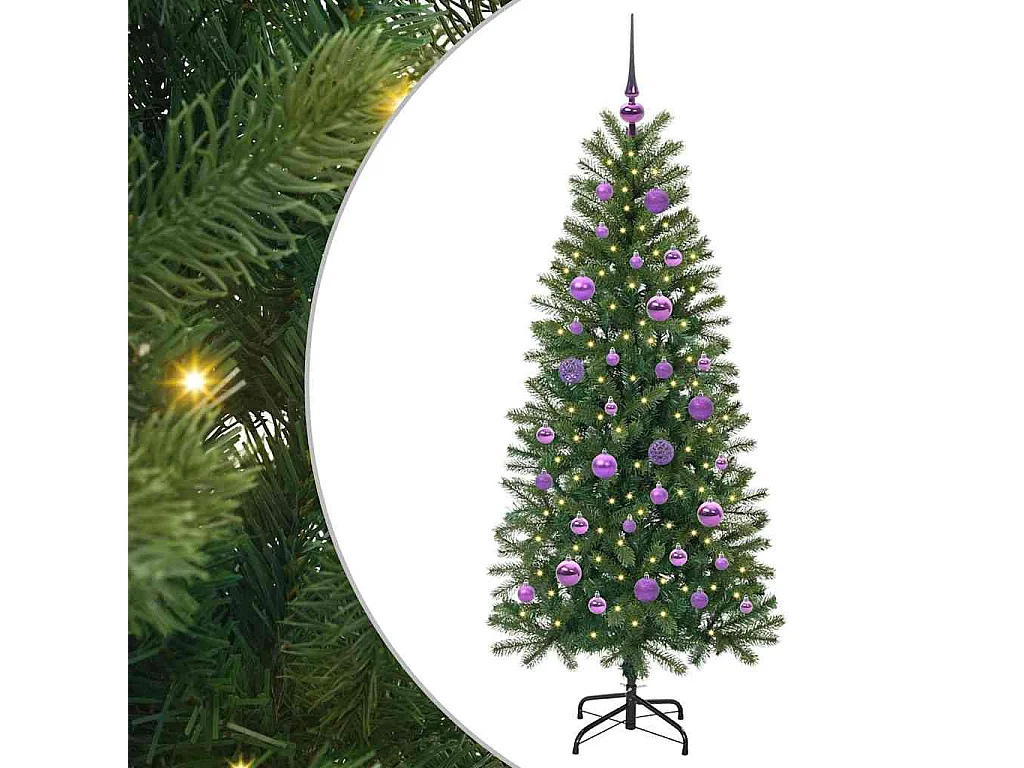 Albero di Natale artificiale con 150 LED Verde 150 cm PE e PVC